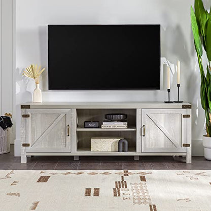 Georgetown Modern Farmhouse Double Barn Door TV Stand for TVs up to 80 Inches, 70 Inch, Stone Grey