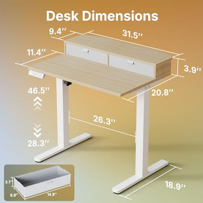 32" X 21" Electric Standing Desk with 2 Drawers, C-Clamp Mount Compatible, view 3