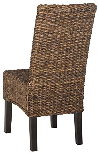 SAFAVIEH Furniture - Avita Rattan Dining Chair Set of 2 - Brown - Rattan - Coastal Woven Design - Ideal for Dining Room, Kitchen, 18.5" Seat Height (SEA8012B-SET2)