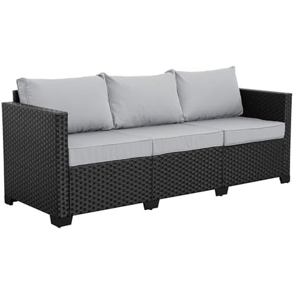 Outdoor Furniture Outdoor Couch Patio Furniture 3-seat Sofa Deep Seat High Backrest with Waterproof Cover and Anti-Slip Cushions, Light Grey