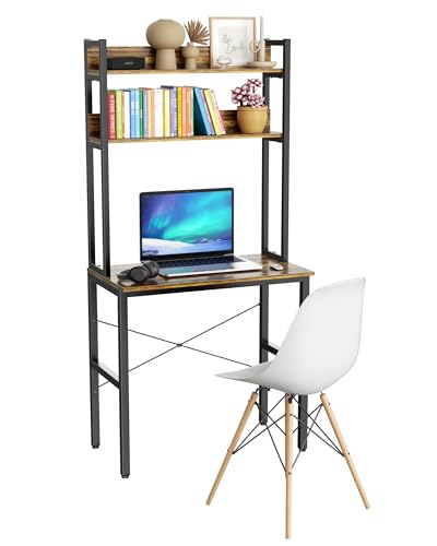 Small Desk with Shelves, Computer Desk with Hutch, 31", view 2