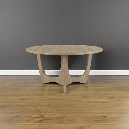 Wooden Round Coffee Table, Curved Leg, Furniture, Accent Couch, Coffee Table for Livingroom, Round Wood Table, 36 x 18 Inches, Natural