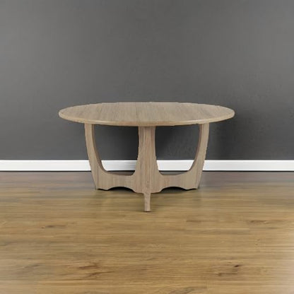 Wooden Round Coffee Table, Curved Leg, Furniture, Accent Couch, Coffee Table for Livingroom, Round Wood Table, 36 x 18 Inches, Natural