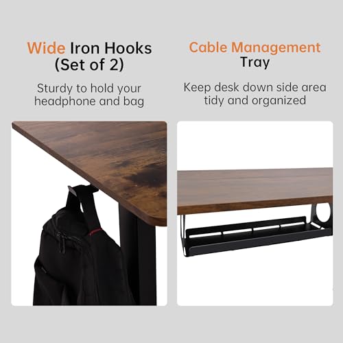 55"x24" Standing Desk Height Adjustable Electric Stand up Desks for Home Office Computer Sit Stand Desk with Two-Piece Desktop with Gap 3 Memory Presets T-Shaped Metal Support, Brown
