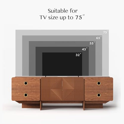 66" Fluted TV Stands for Living Room, view 4