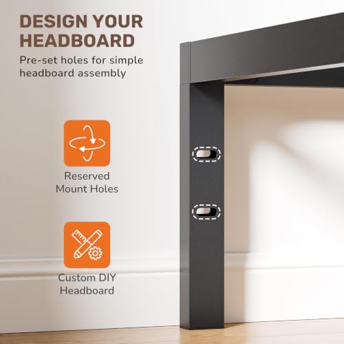 14 Inch Full Metal Bed Frame, Under Bed Storage, Black, view 6