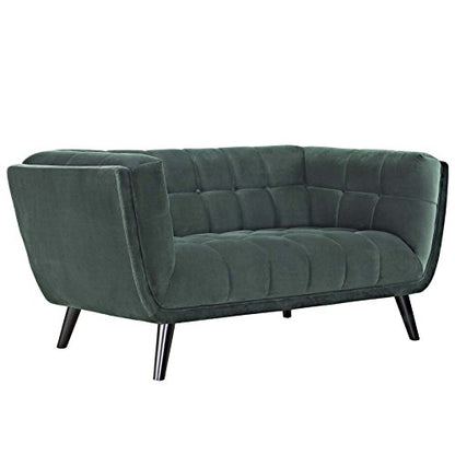 Bestow Upholstered Velvet Button-Tufted Loveseat in Green