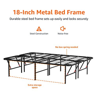 Bed Frame with Storage, Foldable Metal Platform, Sturdy Steel, view 6