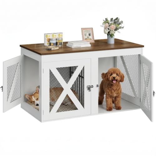 41.3" Dog Crate Furniture with Removable Divider, 3 Doors, view 2