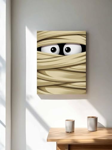 NuYeBiofx Halloween Scary Ghost Eyes Canvas Wall Art Prints,30"x20" Framed Picture Artwork Funny Eyeball Bandage Art Printed Canvas Oil Painting for Living Room Bedroom Office,Ready to Hang