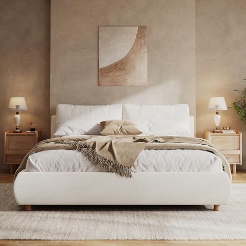 Hazel Queen Size Bed Frame, Upholstered Platform Bed, view 2