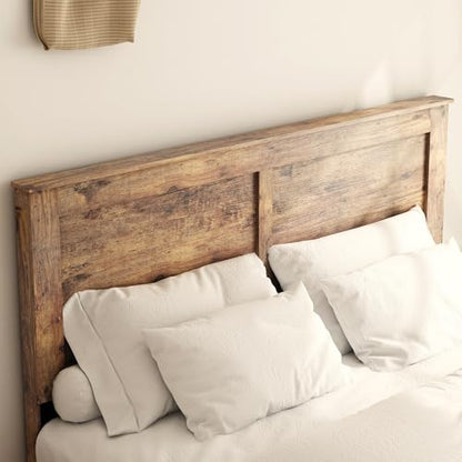 NNOOTK Wood Queen Size Bed Frame with Headboard and Footboard, Dark Brown, view 5