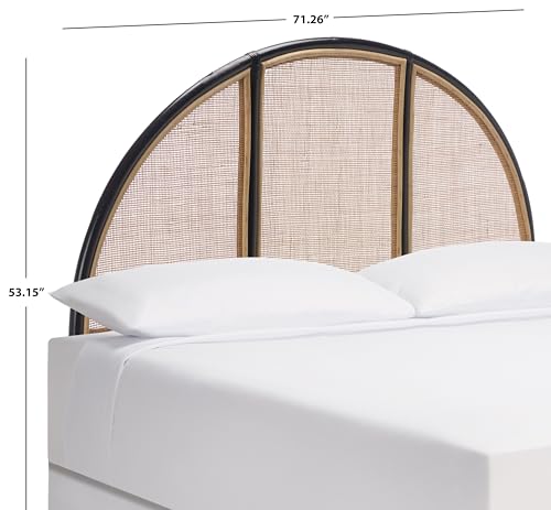 SAFAVIEH Furniture - Kurumi Queen Headboard - Black - Rattan & Solid Wood - Round Handwoven Design for Bedroom & Guest Room, 62.2" W x 2.8" D x 53.2" H (HBD8005A-Q)