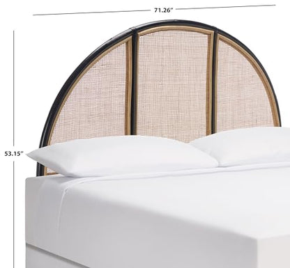 SAFAVIEH Furniture - Kurumi Queen Headboard - Black - Rattan & Solid Wood - Round Handwoven Design for Bedroom & Guest Room, 62.2" W x 2.8" D x 53.2" H (HBD8005A-Q)