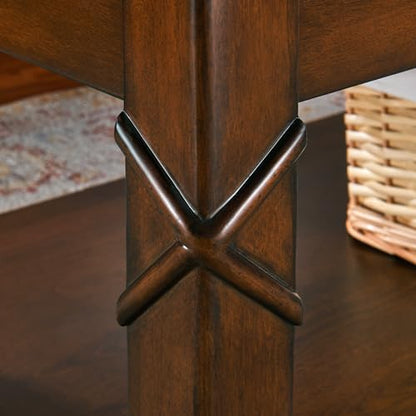 Solid Wood Coffee Table with Storage Shelf, view 7