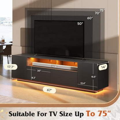 LED TV Stand with Large Storage Cabinet, view 4