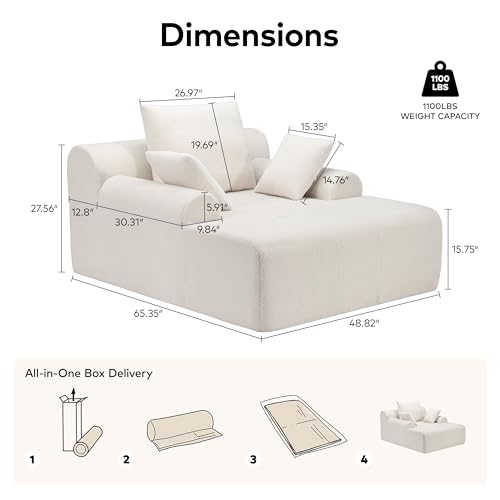65" Boneless Chaise Lounge Chair Indoor, view 3