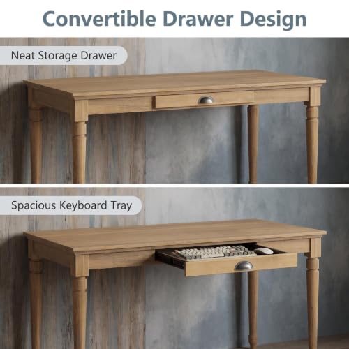 60" Rustic Farmhouse Wood Writing Desk with Storage Drawer, view 7