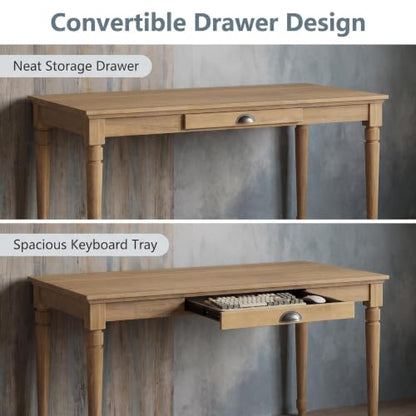 60" Rustic Farmhouse Wood Writing Desk with Storage Drawer, view 7