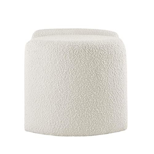 EEI-5561-IVO Nebula Boucle Upholstered Upholstered Ottoman, Ivory