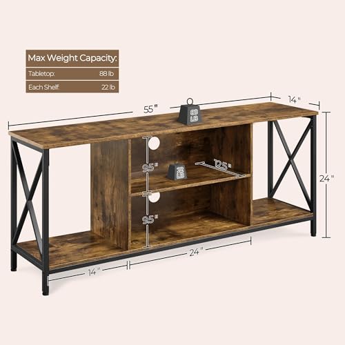 Yaheetech TV Stand for TVs up to 65 Inches, Console Table with Shelves, Farmhouse Media Entertainment Center for Living Room, Rustic Brown
