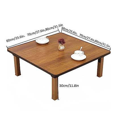 Japanese-Style Square Folding Tea Coffee Table, Low Table, Dining Table, Study Table, Small Desk, for Tatami Sitting On The Floor Bedroom Bay Window Tea Room (Size: 70x70cm)
