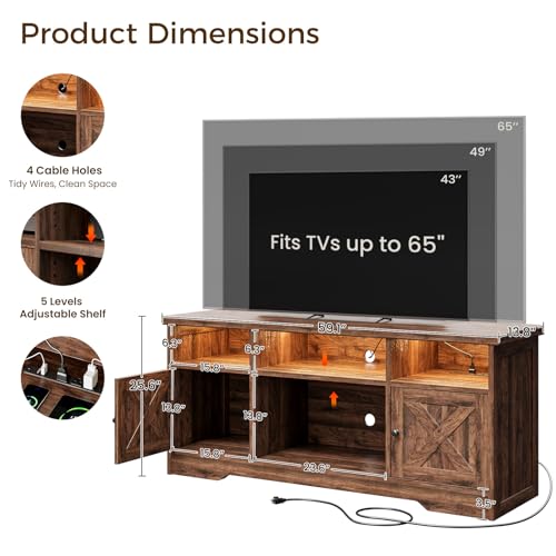 TV Stand for 65 Inch TV, Entertainment Center, Walnut, view 4