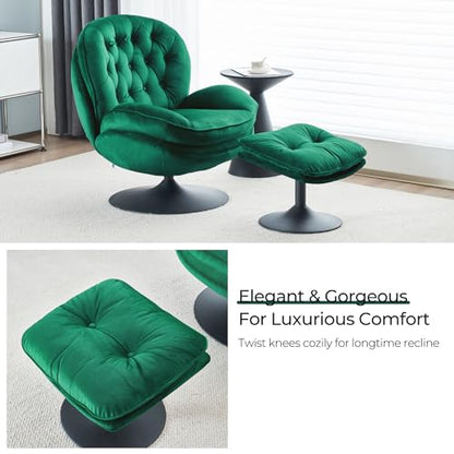 Velvet Swivel Accent Chair with Ottoman Set, view 7