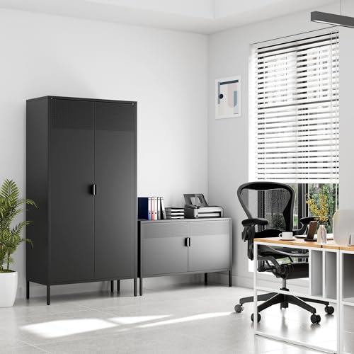 Black Wide Metal Locker Storage Cabinet, view 8