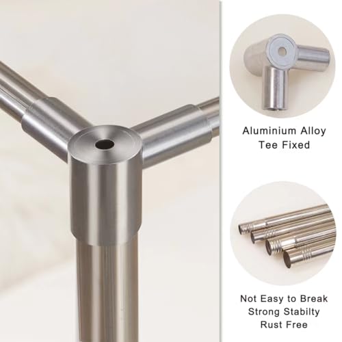 King Size Canopy Bed Frame with Stainless Steel Poles and Bedroom Decor Bracket, view 6