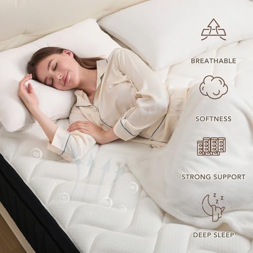 12 Inch Queen Size Mattresses, Memory Foam Hybrid Mattress in a Box with Independent Spring, Soft and Comfortable, Pressure Relief, CertiPUR-US Certified, Medium