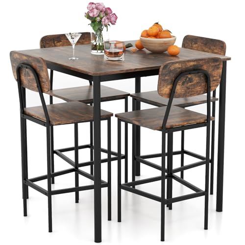 5-Piece Dining Table Set W/Counter Height Table & 4 Bar Stools, view 3