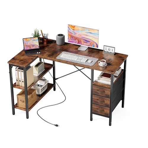 L Shaped Desk with Drawers, Gaming Desk, 47 Inch, view 2