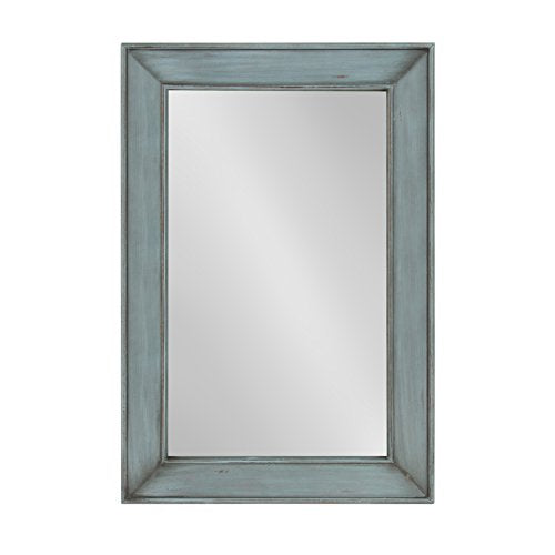 Yuda Wooden Rectangle Framed Wall Mirror, 23.5x35, Blue