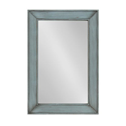 Yuda Wooden Rectangle Framed Wall Mirror, 23.5x35, Blue