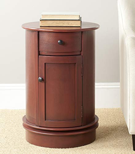 SAFAVIEH Furniture - Tabitha 1-Drawer Accent Table - Dark Cherry - Solid Wood - Farmhouse Storage Design - Ideal for Living Room, Entryway, 17.7"W x 17.7"D x 26"H - Fully Assembled (AMH5712D)