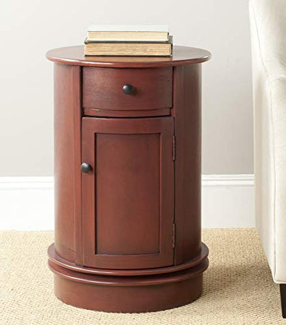 SAFAVIEH Furniture - Tabitha 1-Drawer Accent Table - Dark Cherry - Solid Wood - Farmhouse Storage Design - Ideal for Living Room, Entryway, 17.7"W x 17.7"D x 26"H - Fully Assembled (AMH5712D)