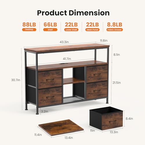 TV Stand with LED Lights and Power Outlets for Bedroom, view 4