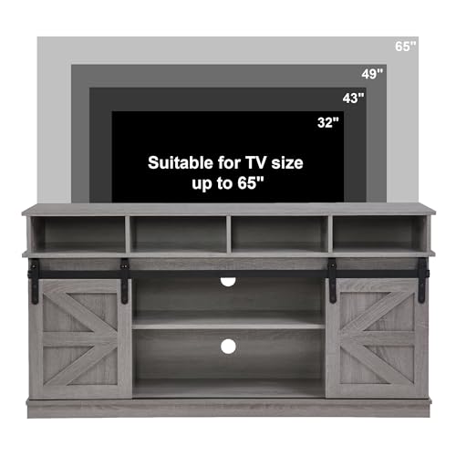 TV Stand Sliding Barn Door Modern&Farmhouse Wood Entertainment Center, view 7