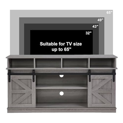 TV Stand Sliding Barn Door Modern&Farmhouse Wood Entertainment Center, view 7