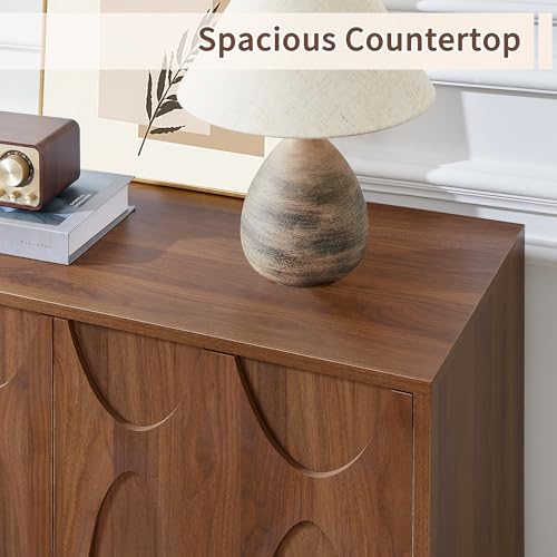 63" W Walnut Sideboard Buffet Cabinet with Storage Set of 2, view 4