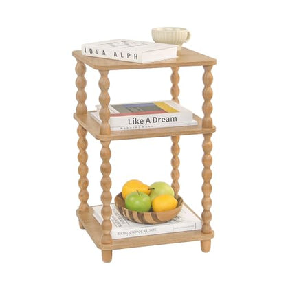 End Table, Modern Side Table with 3 Tier Open Shelf, Small Table Bed Side Tables Bedroom for Small Spaces, Living Room and Office (Rustic Walnut)