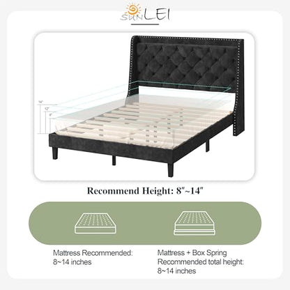 Queen Bed Frame with Storage Headboard, view 7