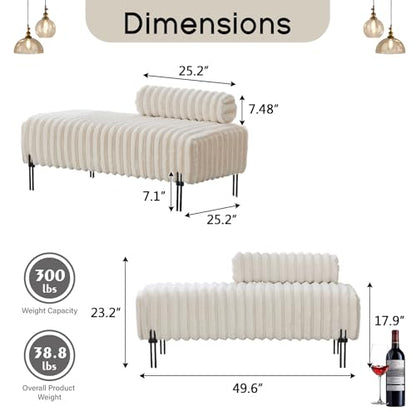 49.6" Modern Loveseat Sofa Couch, Upholstered Accent Sofa with Golden Legs and Adjustable Backrest, Small Faux Fur Couches for Bedroom, Living Room, Compact Small Space (Beige)