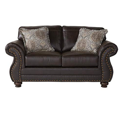 Leinster Fabric Upholstered Nailhead 3-Piece Livingroom Set, Sofa, Loveseat, and Chair Set, Espresso
