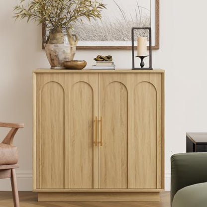 31.5" Sideboard Buffet Cabinet with Storage,Oak, view 2
