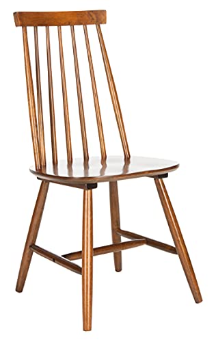 SAFAVIEH Home Collection Priam Farmhouse Walnut Brown Spindle Back Living Room Accent Dining Chair