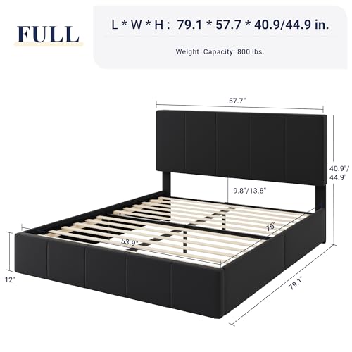 Full Size Black Velvet Platform Bed, view 3