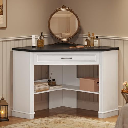 Farmhouse Corner Desk for Small Space, White Small Computer Desk, view 7