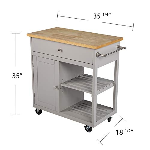 Rolling Kitchen Island with Storage - Transitional Design, Gray Finish - Ideal for Kitchen, Dining Room (KA1125734)